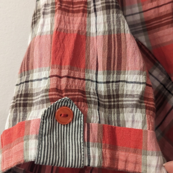 Claire France shirt size 1X orange peach and grey white pattern - Picture 4 of 6